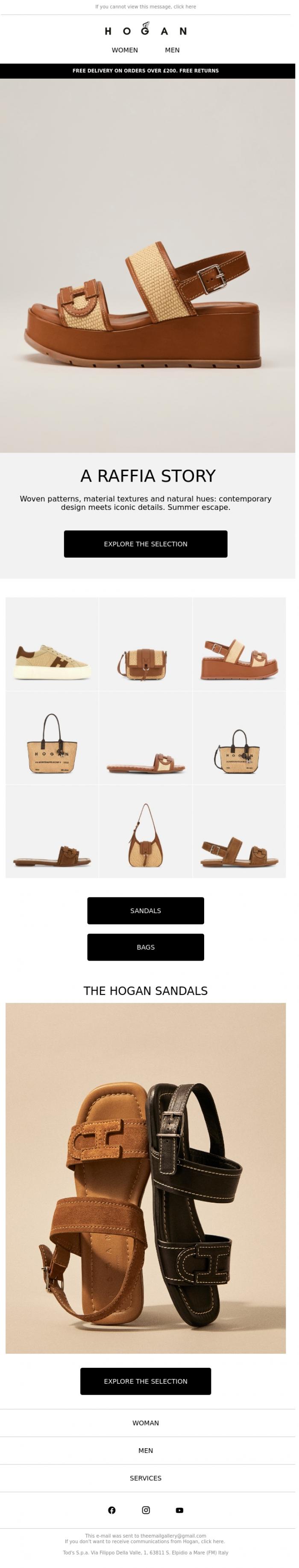 Email Design Inspiration from HOGAN, A raffia story