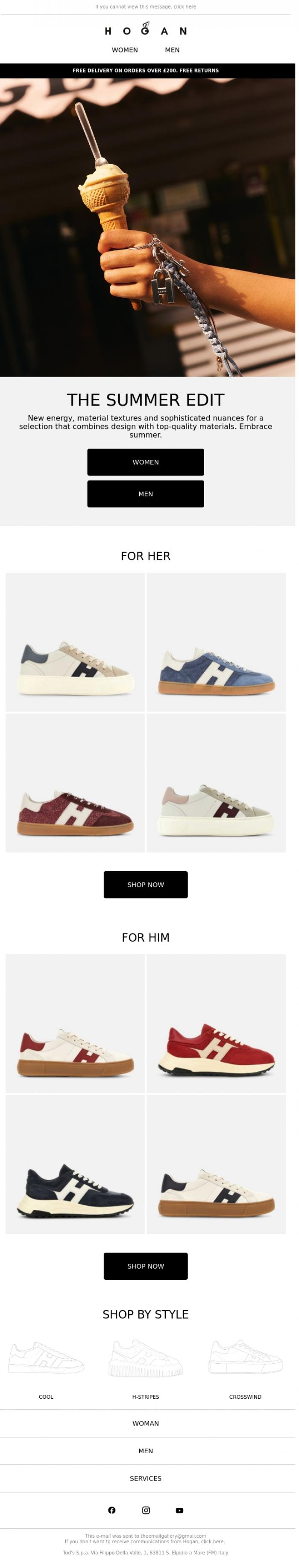 Email Design Inspiration from HOGAN, The summer edit