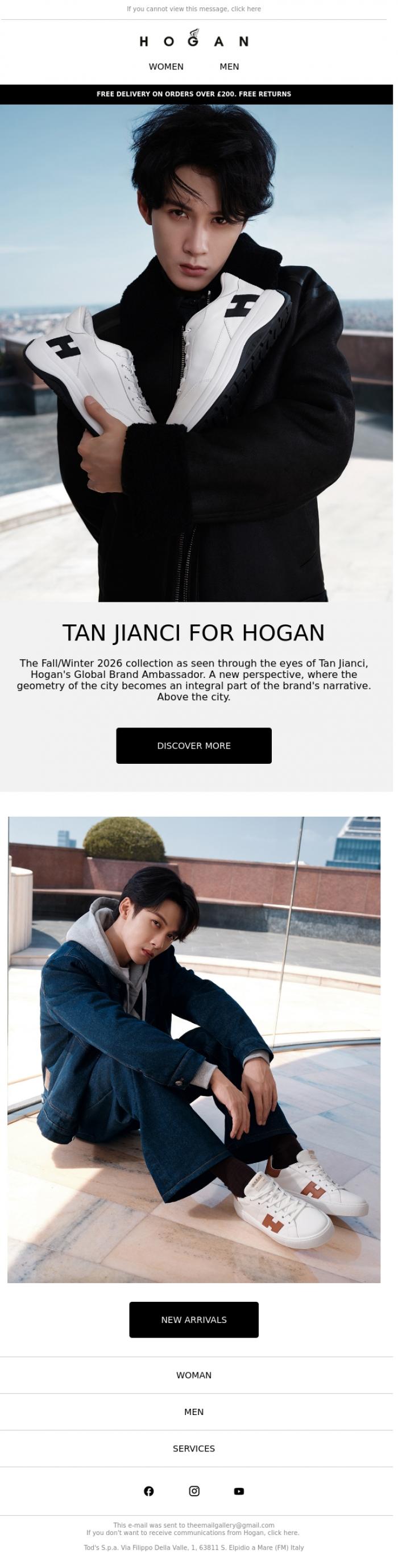 Email Design Inspiration from HOGAN, Tan Jianci, Hogan Global Brand Ambassador