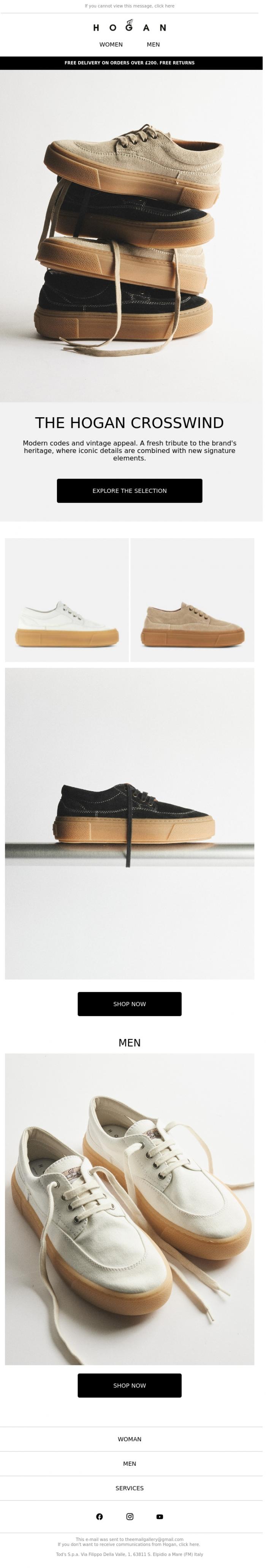 Email Design Inspiration from HOGAN, The Hogan Crosswind