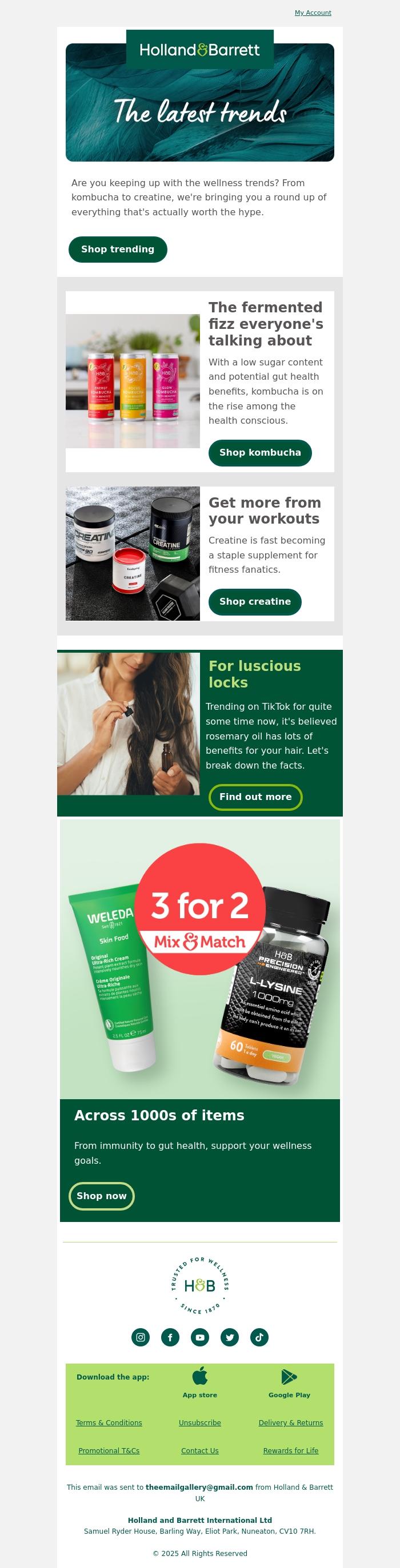 Email Design Inspiration from Holland & Barrett, TRENDING 📣 Rosemary oil, kombucha & more