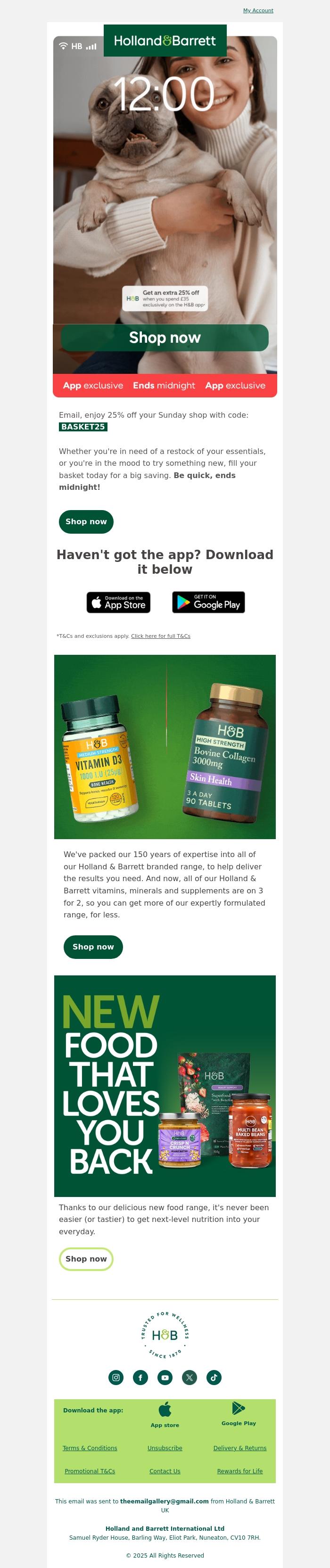 Email Design Inspiration from Holland & Barrett, Your Sunday Savings 💌