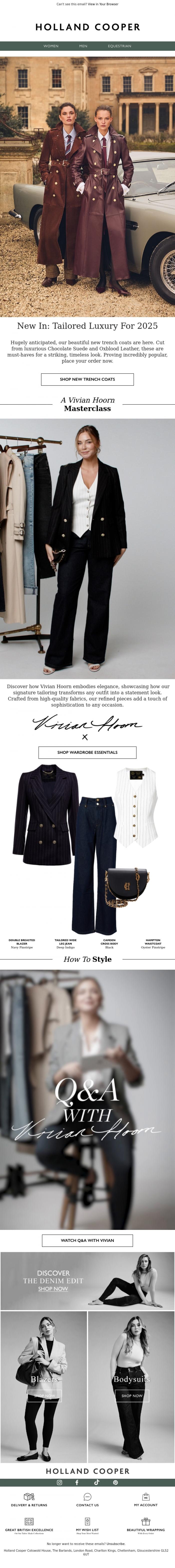 Email Design Inspiration from Holland Cooper, New In: Tailored Luxury For 2025