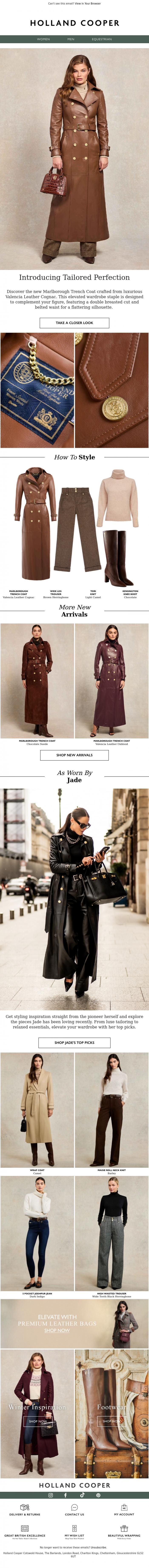 Email Design Inspiration from Holland Cooper, New Tailored Perfection