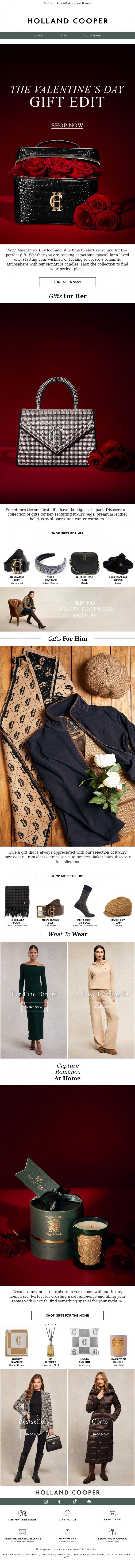 Email Design Inspiration from Holland Cooper, Find The Perfect Valentine's Day Gift