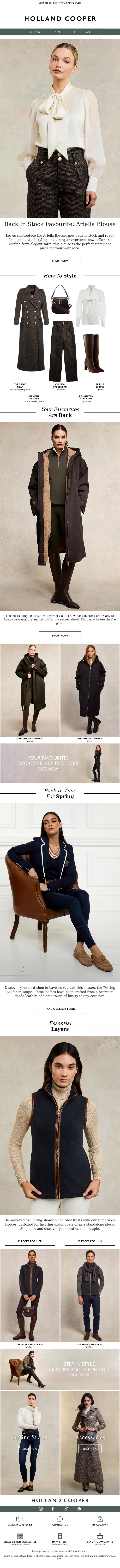 Email Design Inspiration from Holland Cooper, Your Favourites Are Back In Stock