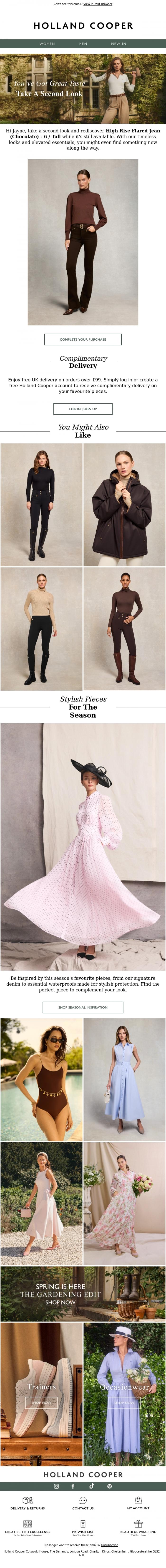 Email Design Inspiration from Holland Cooper, Jayne, You've Got Great Taste