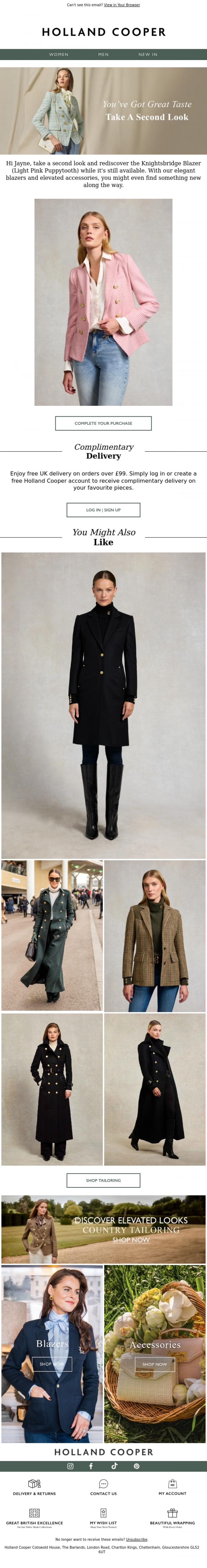 Email Design Inspiration from Holland Cooper, Jayne, Take A Second Look