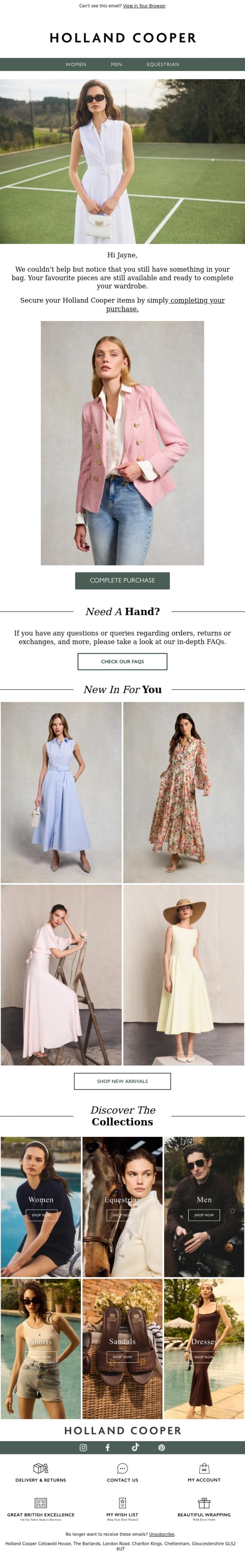 Email Design Inspiration from Holland Cooper, Last Chance To Secure Your Favourites