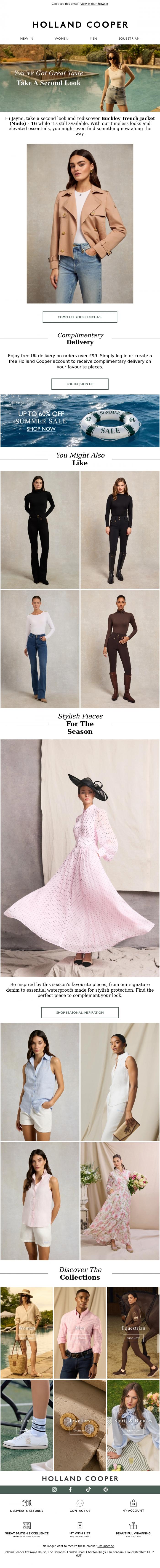 Email Design Inspiration from Holland Cooper, Jayne, You've Got Great Taste
