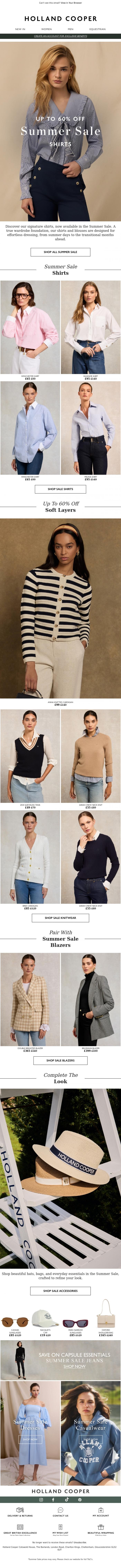 Email Design Inspiration from Holland Cooper, Your Favourites, Now In The Summer Sale