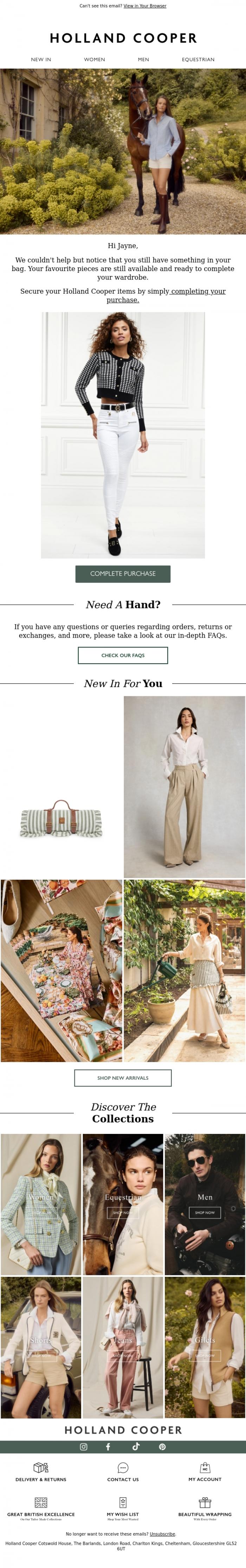Email Design Inspiration from Holland Cooper, Last Chance To Secure Your Favourites