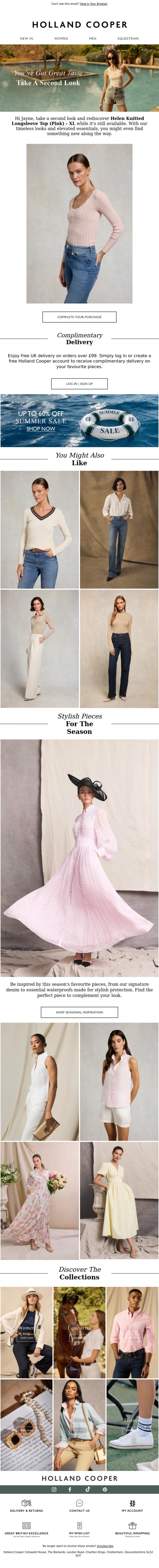 Email Design Inspiration from Holland Cooper, Jayne, You've Got Great Taste