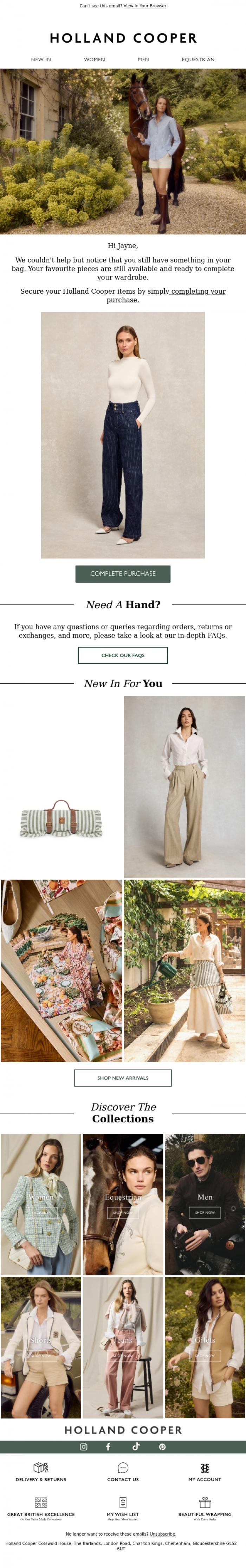 Email Design Inspiration from Holland Cooper, Last Chance To Secure Your Favourites