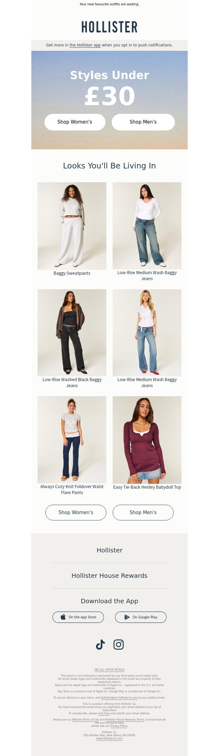 Email Design Inspiration from Hollister, ❄️ Styles under &pound;30 ❄️