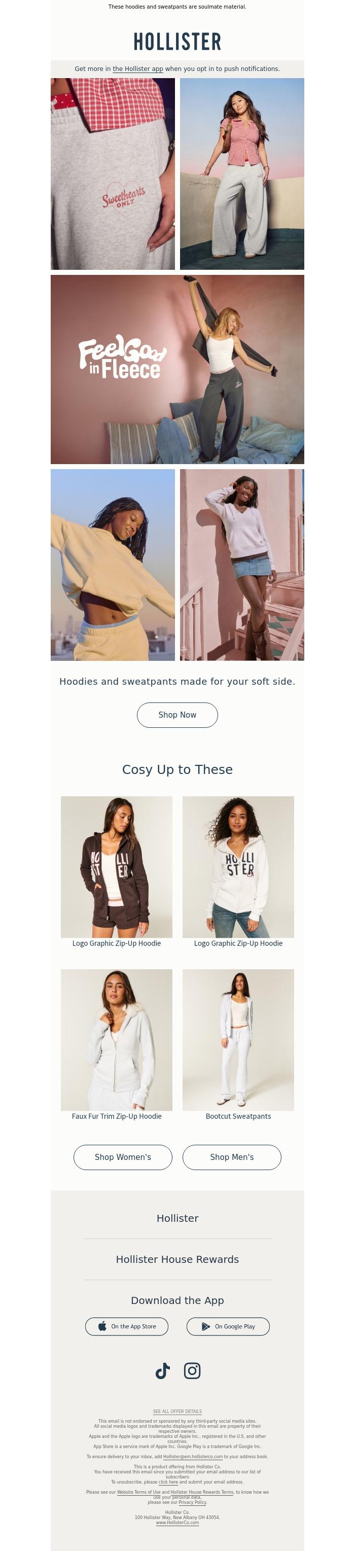 Email Design Inspiration from Hollister, ☁️ Feel Good in Fleece ☁️