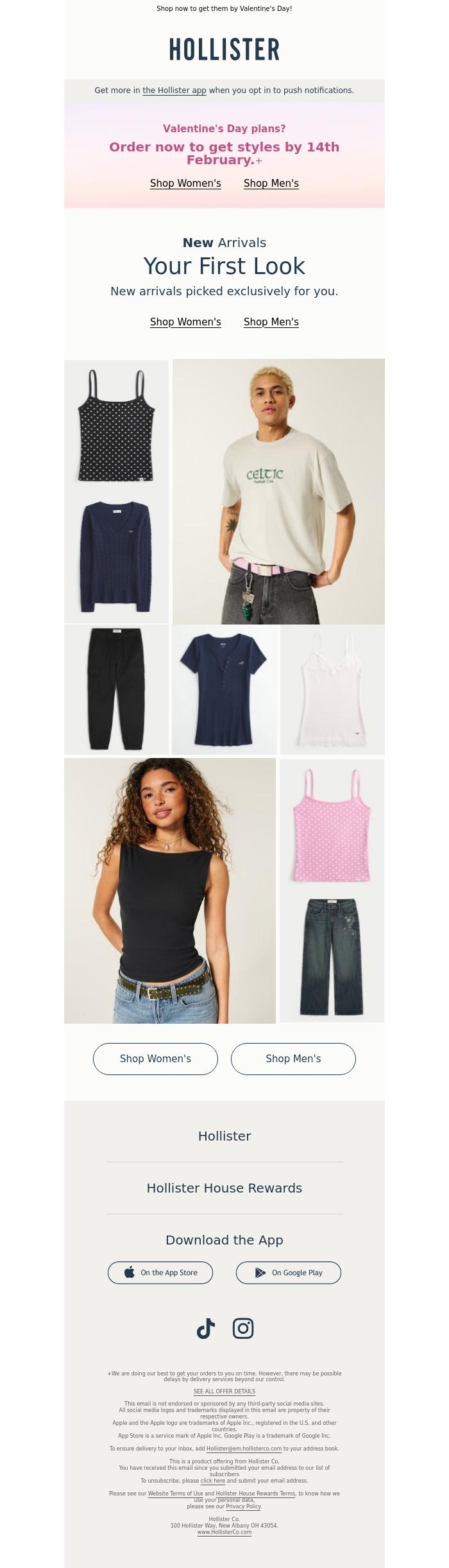 Email Design Inspiration from Hollister, New arrivals you'll love ❤️