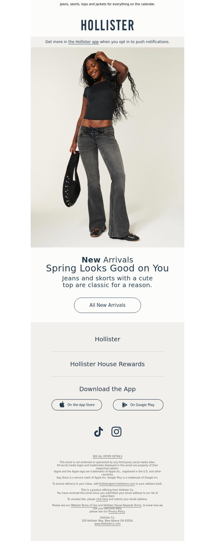 Email Design Inspiration from Hollister, Spring looks good on you.
