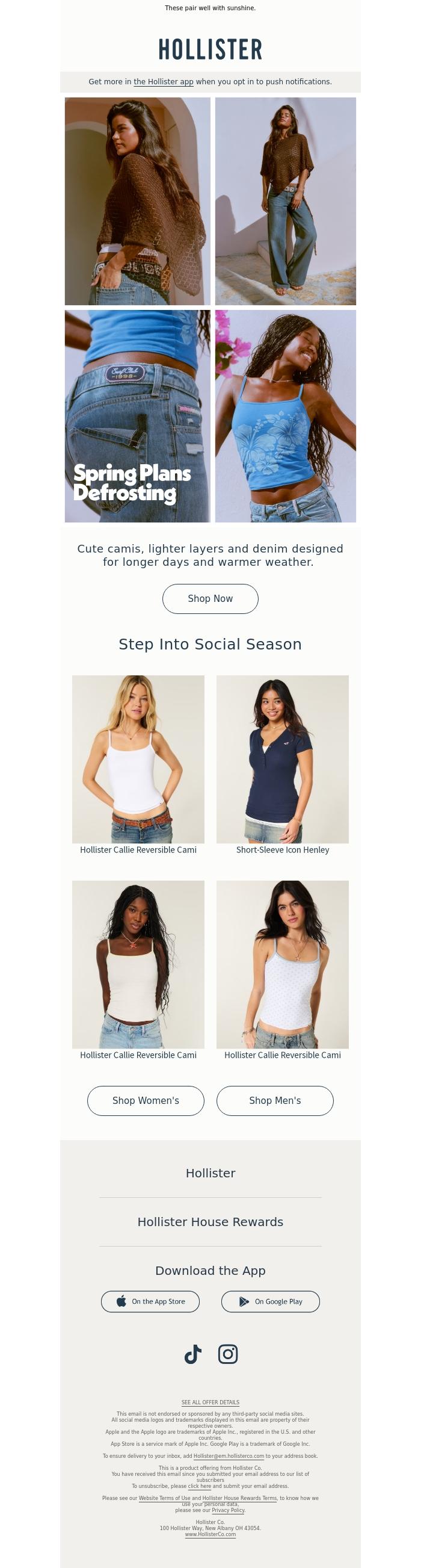 Email Design Inspiration from Hollister, Warmer weather incoming... 🌻