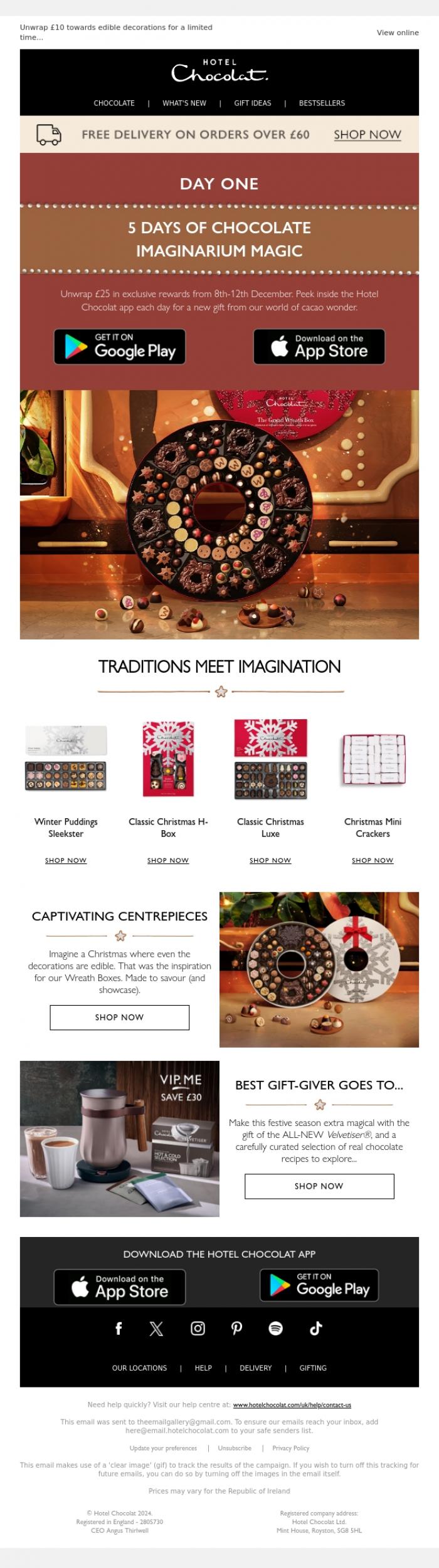 Email Design Inspiration from Hotel Chocolat, 5 days of exclusive rewards begins today