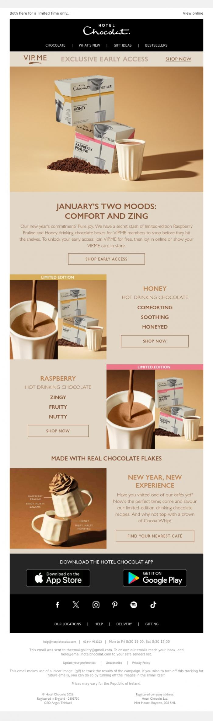 Email Design Inspiration from Hotel Chocolat, Early access to our returning limited editions inside...