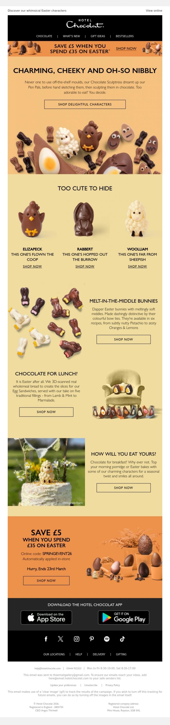 Email Design Inspiration from Hotel Chocolat, Too cute to hide? We think so.