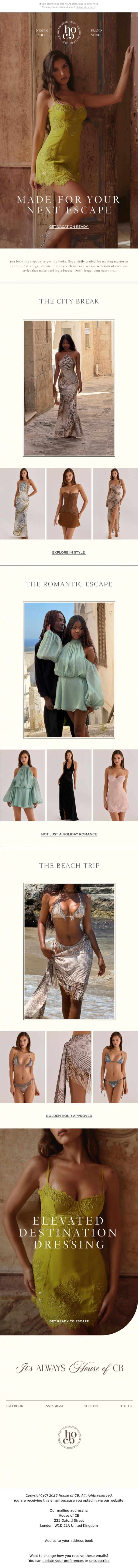 Email Design Inspiration from House of CB, Your getaway wardrobe by House of CB 🌞