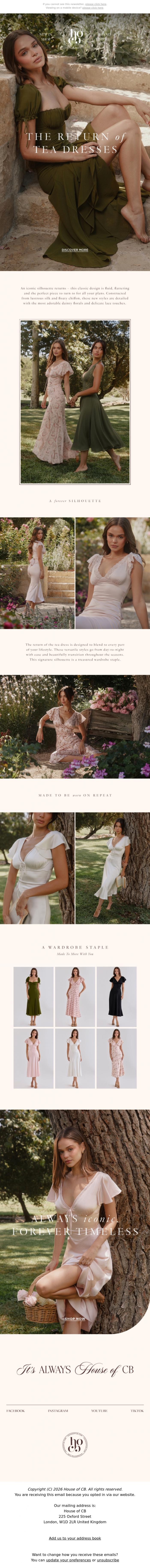 Email Design Inspiration from House of CB, The Return of the Tea Dress