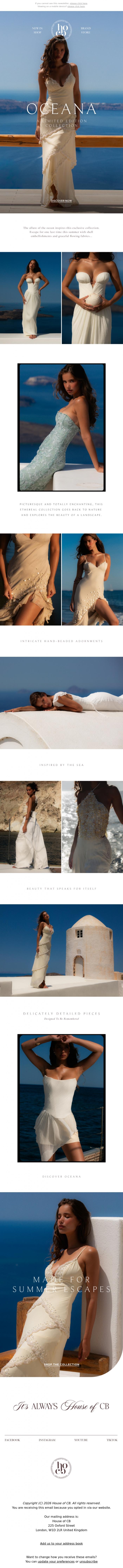 Email Design Inspiration from House of CB, Limited edition looks - Oceana is here 🐚
