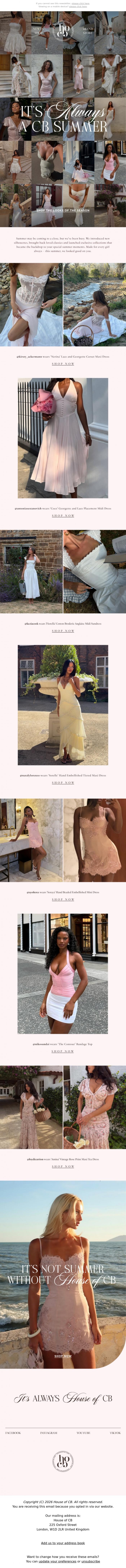 Email Design Inspiration from House of CB, It's&nbsp;always a CB summer 🌞