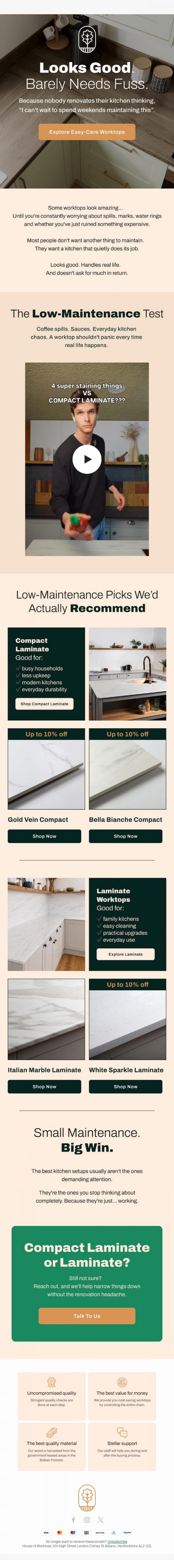 Email Design Inspiration from House of Worktops, Beautiful kitchen. Minimal effort.