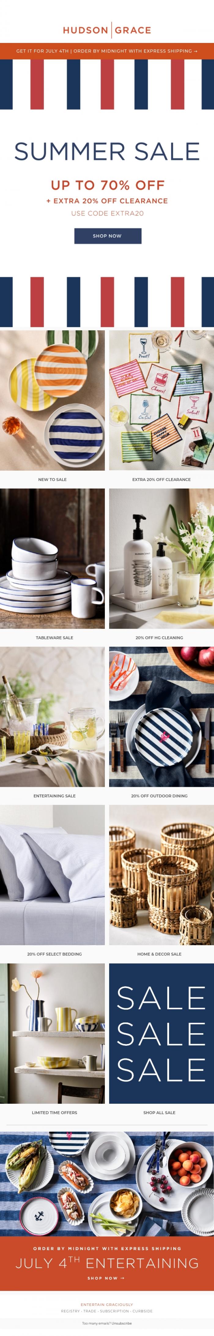 Email Design Inspiration from Hudson Grace, Sale Just BIGGER-Up to 70% Off!