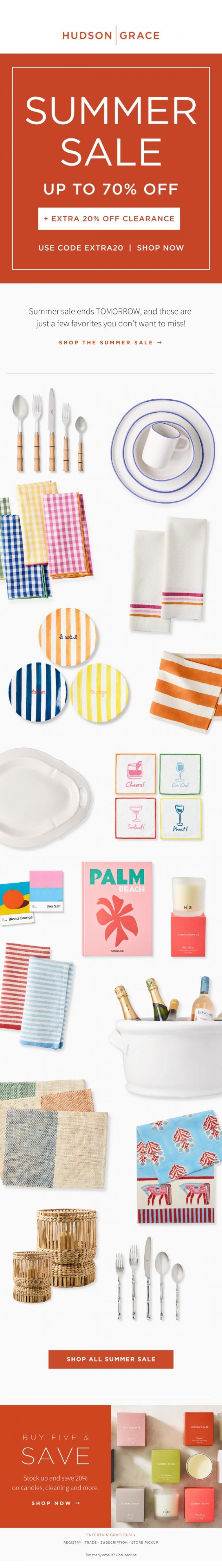 Email Design Inspiration from Hudson Grace, Summer Sale Favorites-Up to 70% Off Ends TOMORROW!