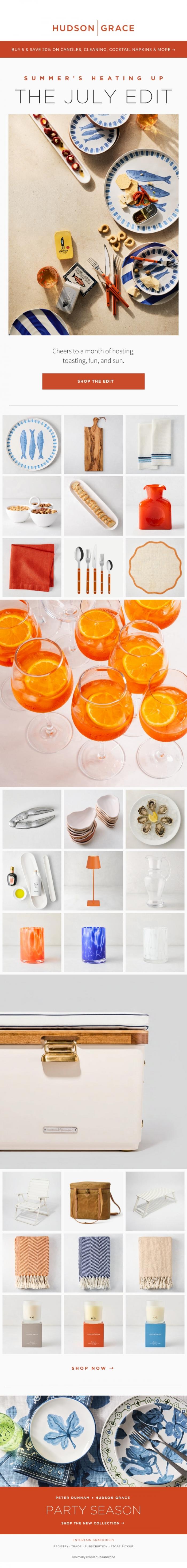 Email Design Inspiration from Hudson Grace, The July Edit | Summer's Heating Up