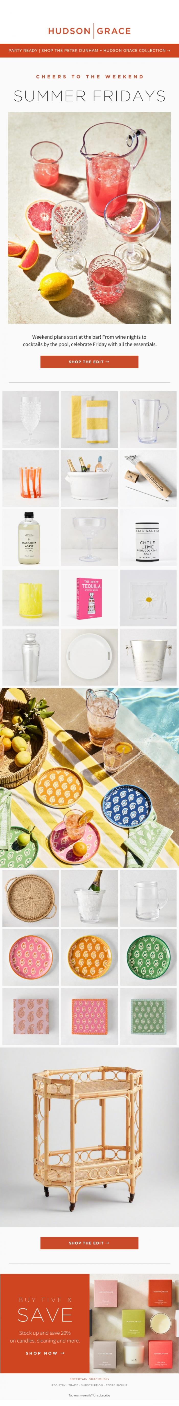 Email Design Inspiration from Hudson Grace, Cheers to Summer Fridays!