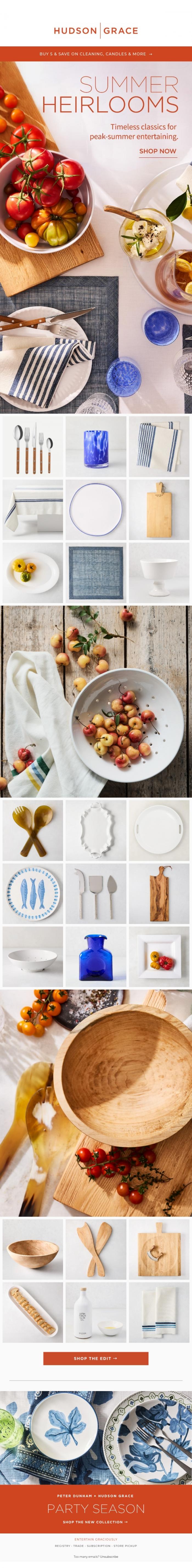 Email Design Inspiration from Hudson Grace, SUMMER HEIRLOOMS