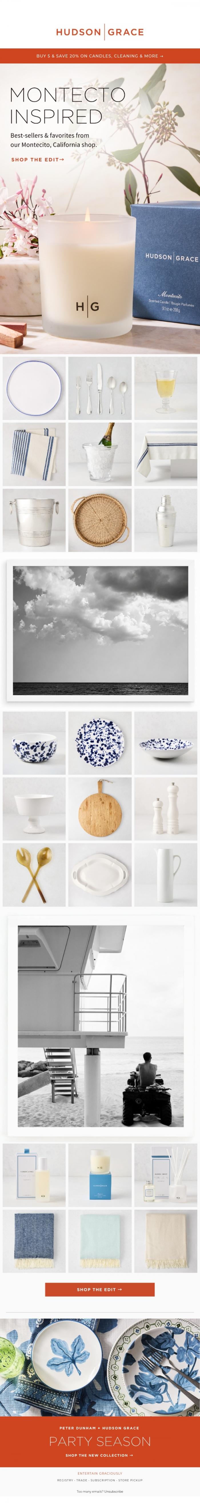 Email Design Inspiration from Hudson Grace, MONTECITO INSPIRED | Favorites from the California Coast