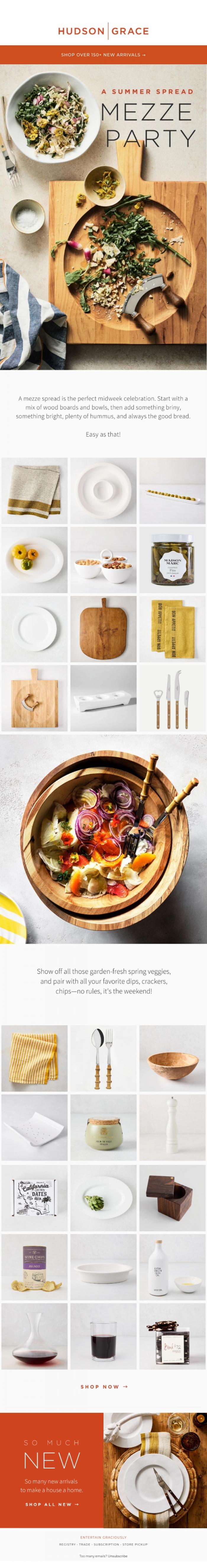 Email Design Inspiration from Hudson Grace, The Mezze Party | A High Summer Spread