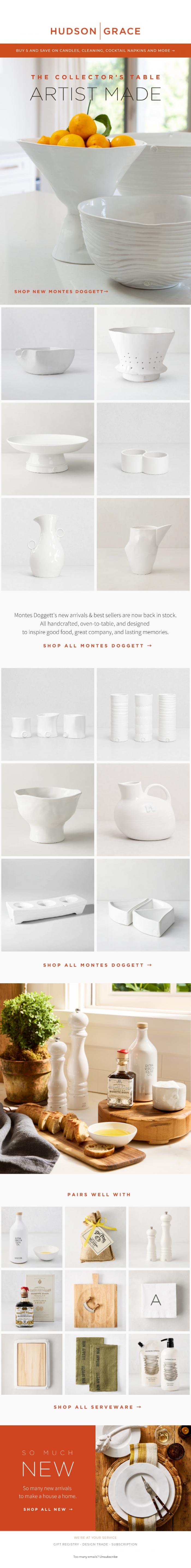 Email Design Inspiration from Hudson Grace, Artistry for the Table | Montes Doggett Favorites