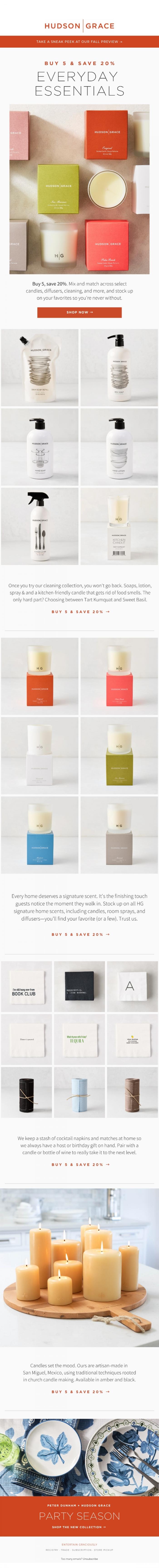 Email Design Inspiration from Hudson Grace, Stock Up and Save 20% on Summer Essentials