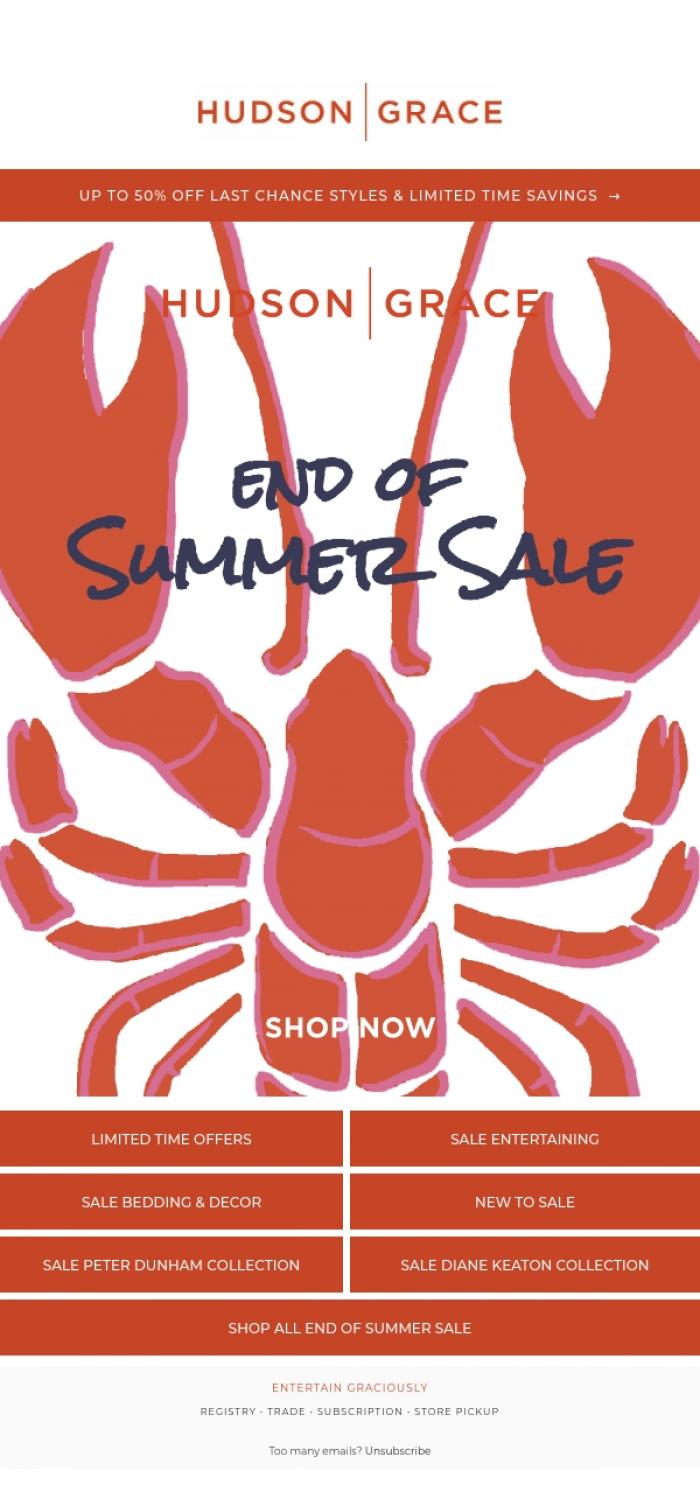 Email Design Inspiration from Hudson Grace, New Markdowns, Up to 50% Off!