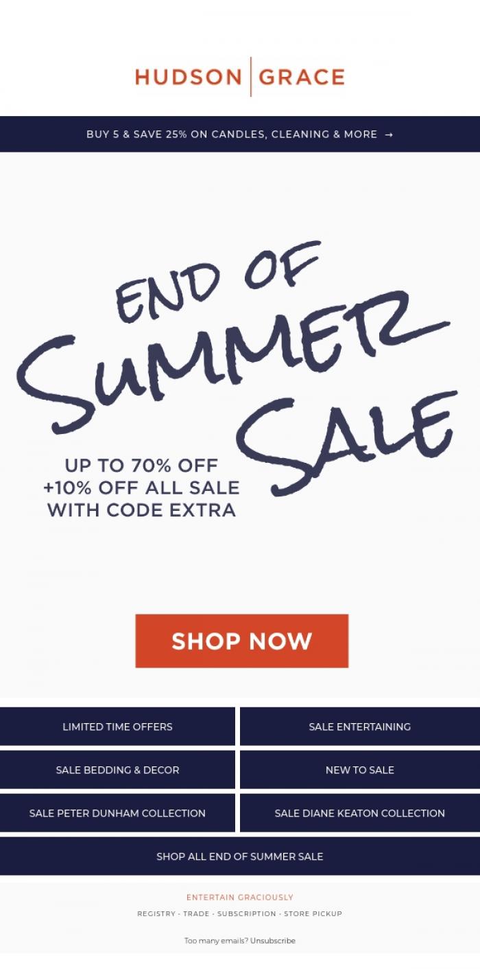 Email Design Inspiration from Hudson Grace, Sunday Funday = Sale Shopping! Now up to 70% Off!
