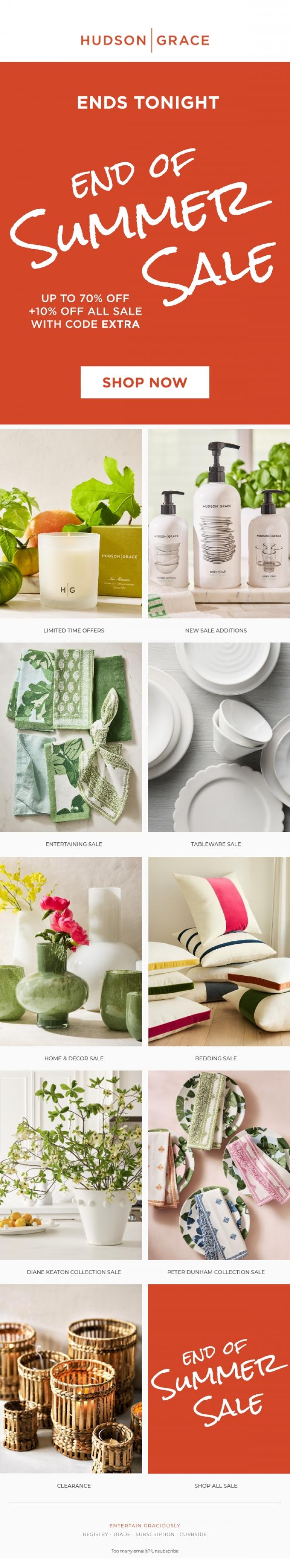 Email Design Inspiration from Hudson Grace, LAST DAY: Extra 10% Off Sale