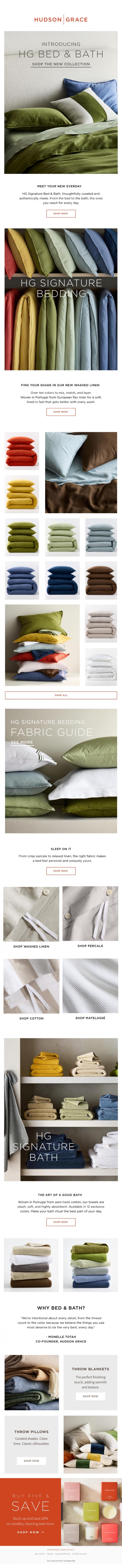 Email Design Inspiration from Hudson Grace, Introducing Our NEW Signature Bath & Bedding