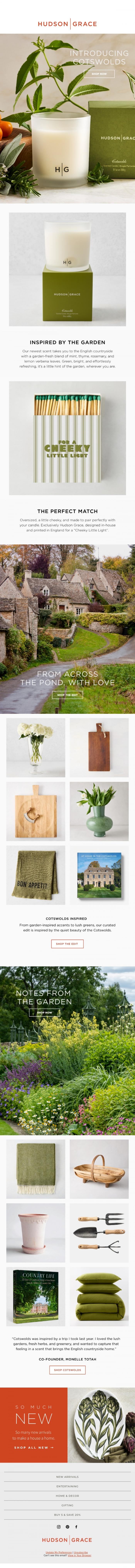 Email Design Inspiration from Hudson Grace, Introducing Cotswolds | Our NEW Signature Candle