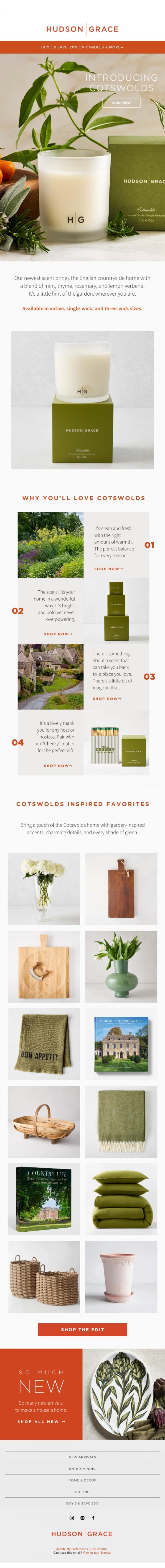 Email Design Inspiration from Hudson Grace, Meet Cotswolds | Our NEW Signature Scent