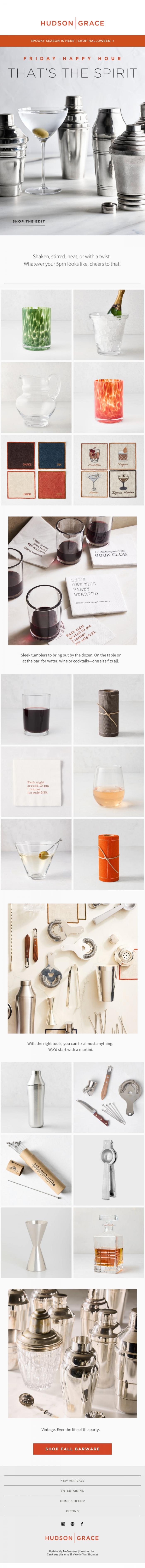 Email Design Inspiration from Hudson Grace, Friday Happy Hour | That's the Spirit!