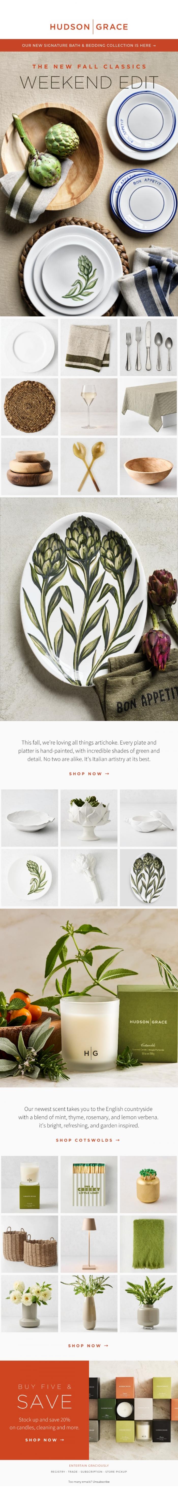 Email Design Inspiration from Hudson Grace, Weekend Edit | The New Fall Classics