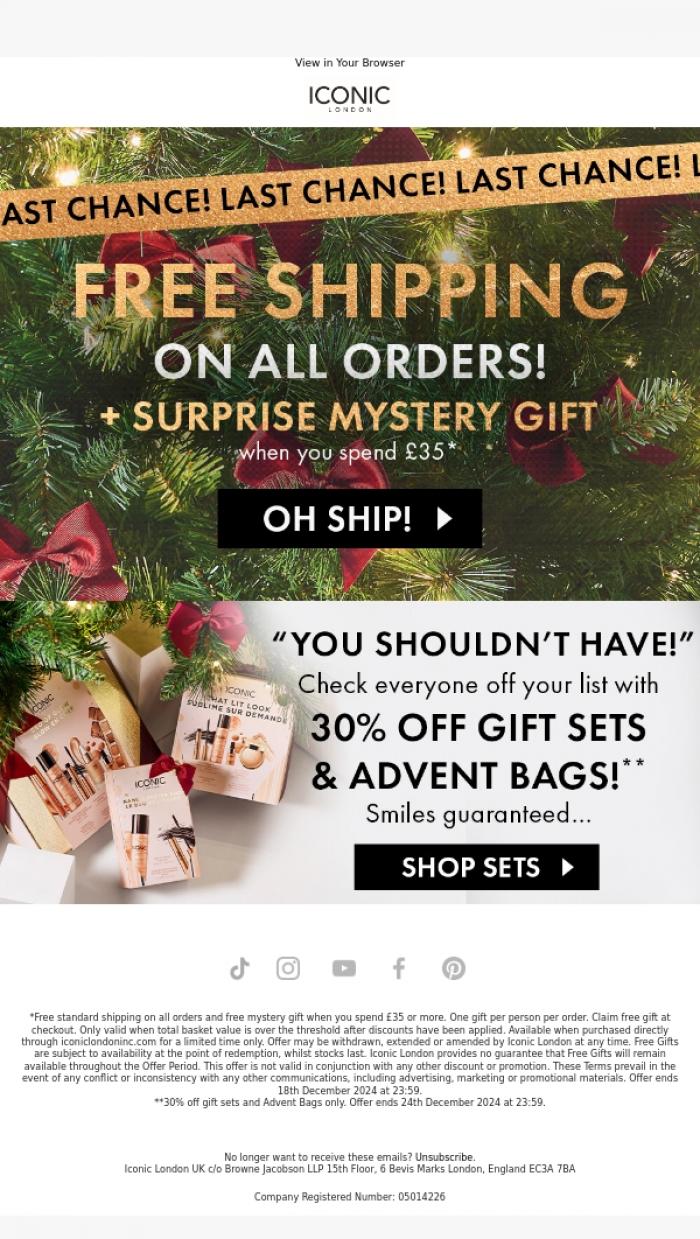 Email Design Inspiration from ICONIC London, Claim your MYSTERY GIFT 🎁