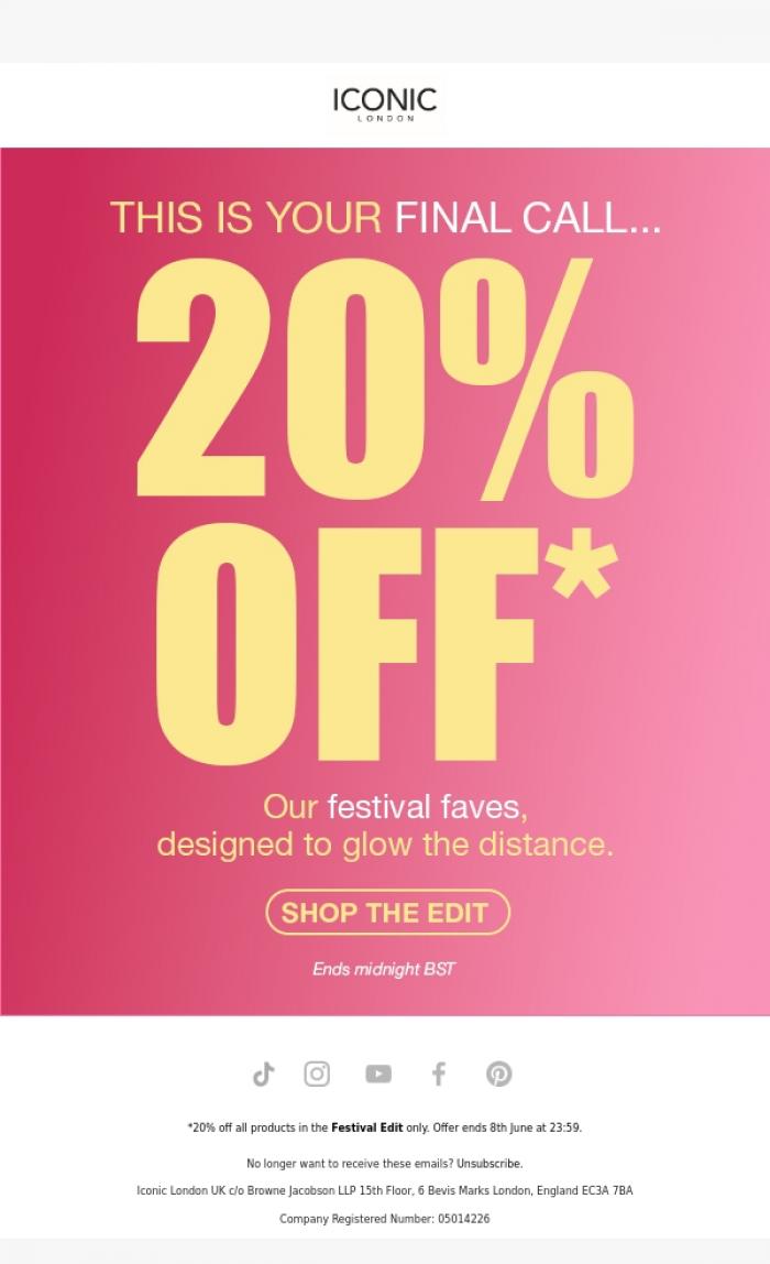 Email Design Inspiration from ICONIC London, Blink and you'll miss it